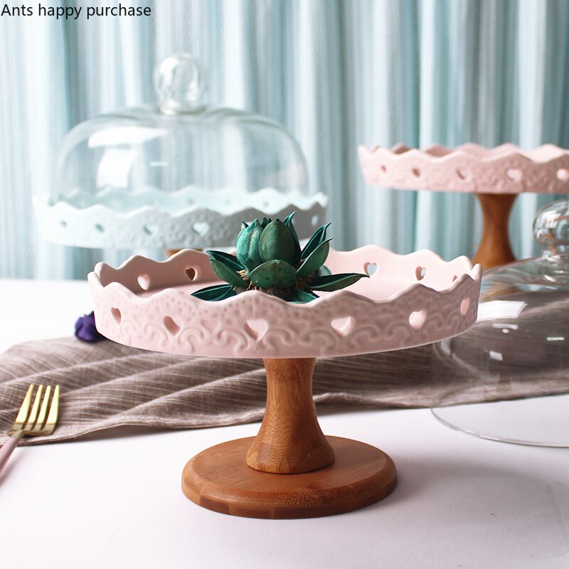 Frugtbakke keramik høj frugtskål dessertbordbakke displaystand kagebakke kagehylde juledekoration cupcake