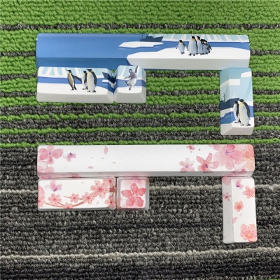 4 Toetsen/Set Spatiebalk Esc Voer Keycap Mechanische Toetsenbord Individualiteit Key Cap Voor Mx Schakelaars Sakura Pinguïn Walvis Set