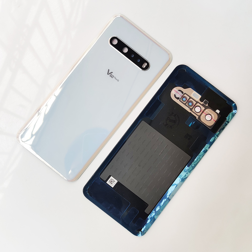 V60 uw original bakglaskåpa för lg  v60 thinq 5g bakdörrsbyte batteriväska, bakre kåpa svart + kameralins: Vit