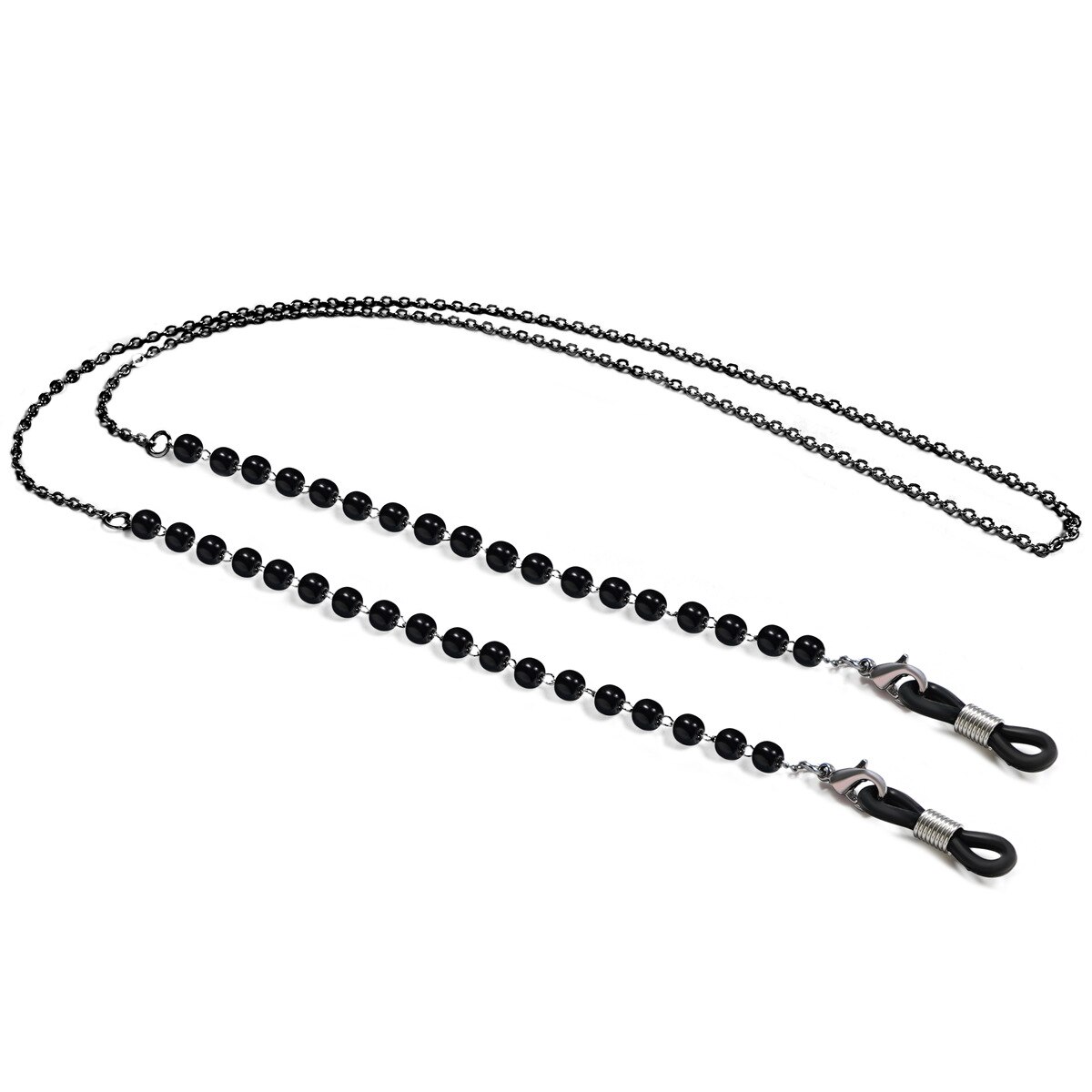 Collar de cuerda colgante para mascarilla facial, soporte ajustable para gafas, sin huellas, con dos ganchos y hebillas,: 37 black