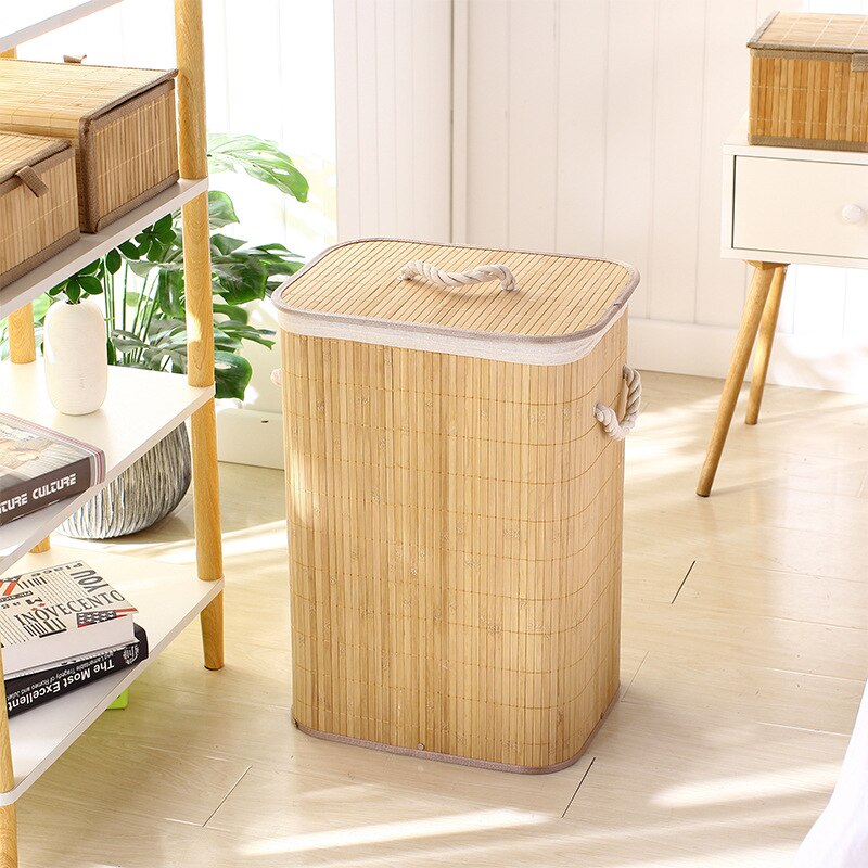 Folding Storage Bucket Laundry Basket Dirty Clothes Basket Storage Bamboo Woven Storage Bucket Dirty Clothes Storage BasketLB596