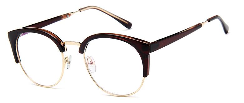 Jahrgang retro Halb randlose brille transparente rahmen runde klare linse gläser Frauen Männer optische rahmen Metall schlicht Gläser Klasse: Tee Gold