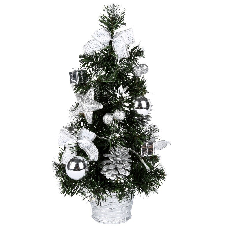 20/30/40CM Mini Table Christmas Tree LED light home Decoration Tabletop Pine Tree Xmas Tree Christmas Decoration Year: 40cm-silver