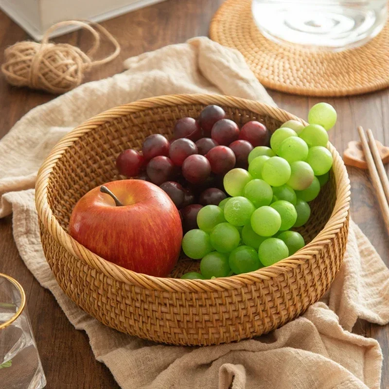 handgeweven opbergmand Rotan opbergvak Rieten mandBread Fruit Ontbijt Thee Picknickmand Keuken Opbergmand