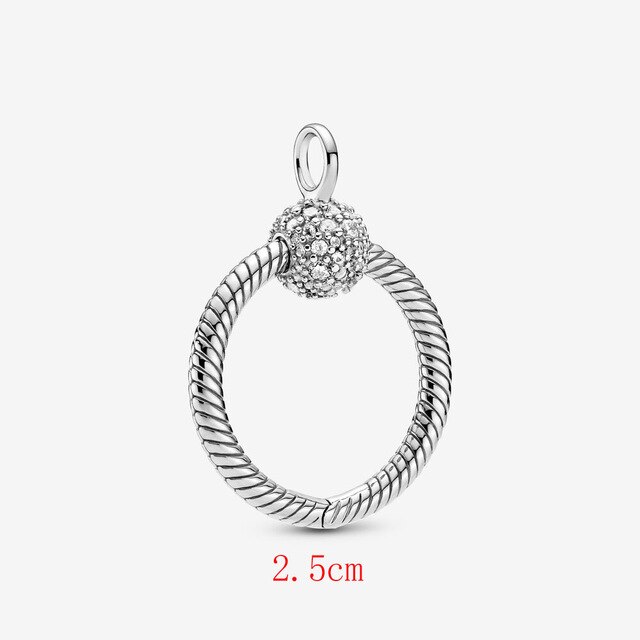 2020 nowy 925 srebro chwile małe Pave O wisiorek Charm fit oryginalny naszyjnik Pandora DIY paciorki biżuteria: PTN006-S 2.5CM