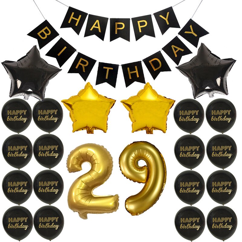 Happy Birthday Banner Balloon Adlut 33 30th Birthday Party Decoration 16 17 21 22 24 25 26 27 Years old Birthday Party Blloons: 29