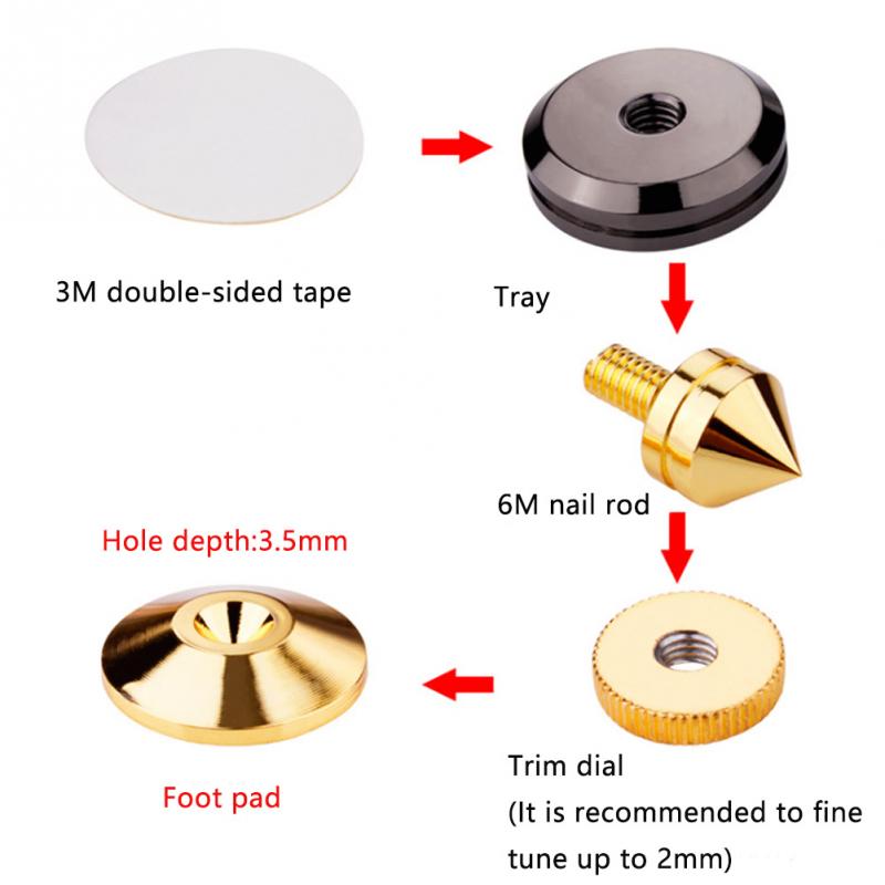 4 Pair Mini Portable Audio Speaker Spikes Speakers Repair Parts DIY Speaker Stand Shock Pin Nails And Pads Accessories