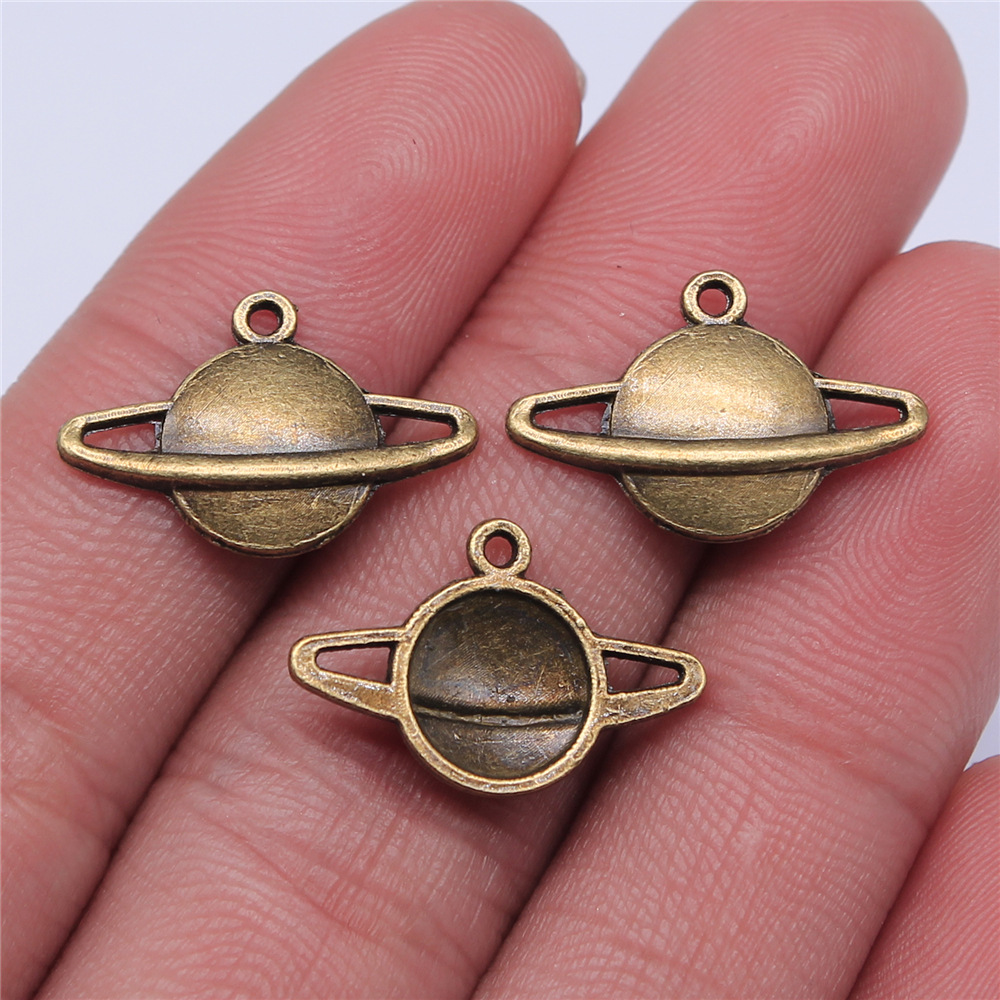 20pcs Saturn Planet Spark Star Solar System Saturn Universe Planet Charms For Jewelry Making: 20x13mm-Bronze