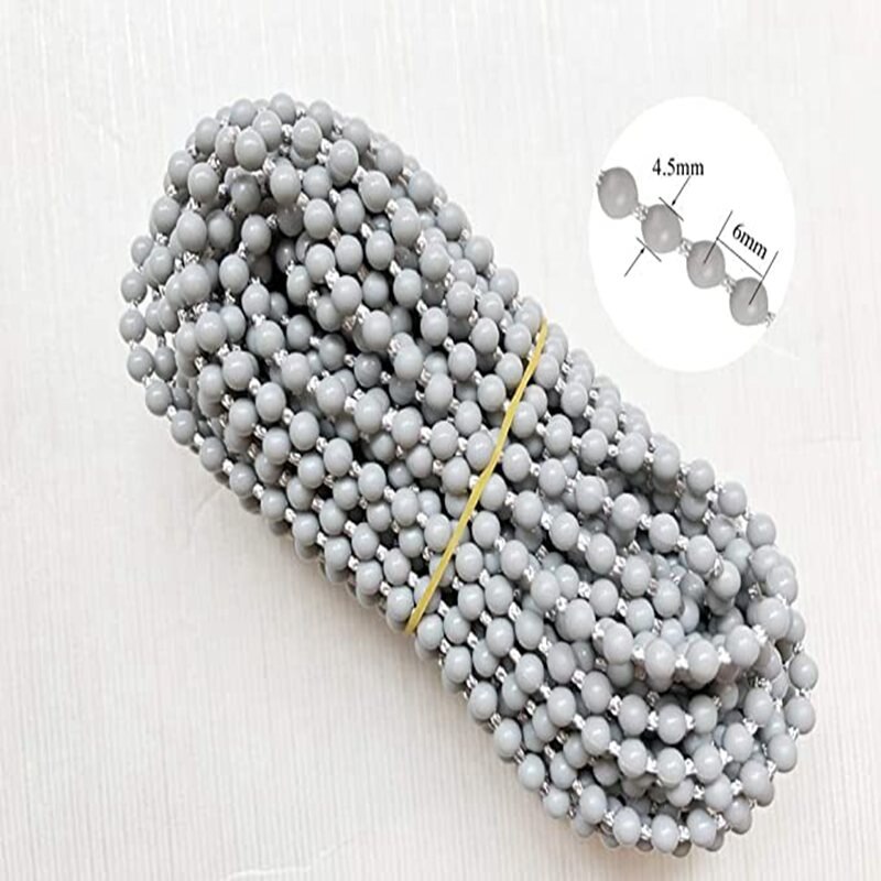 10M Roller and Roman Shade Blind Beaded Chain Cord Grey Plastic Roller Curtain Bead Rope Blind Beaded Cord for Roller Blind
