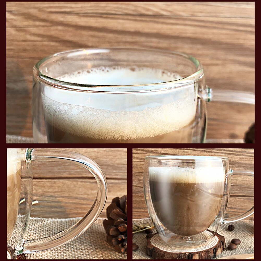 250/350/450ml dubbel vägg värmebeständigt glas kopp kontor kaffe te handtag mugg whisky vin mugg handtag bar hem klubb drinkware