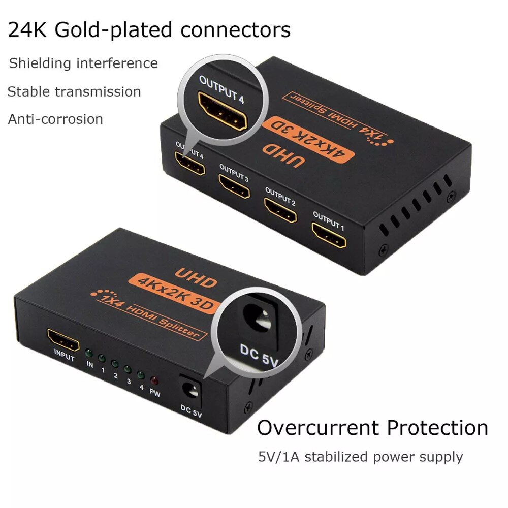 Factory Prijs Hdmi Splitter 1X4 4K X 2K Uhd 1080P 3D 1 In 4 Out 1 Naar 4 Hdmi Splitter Converter