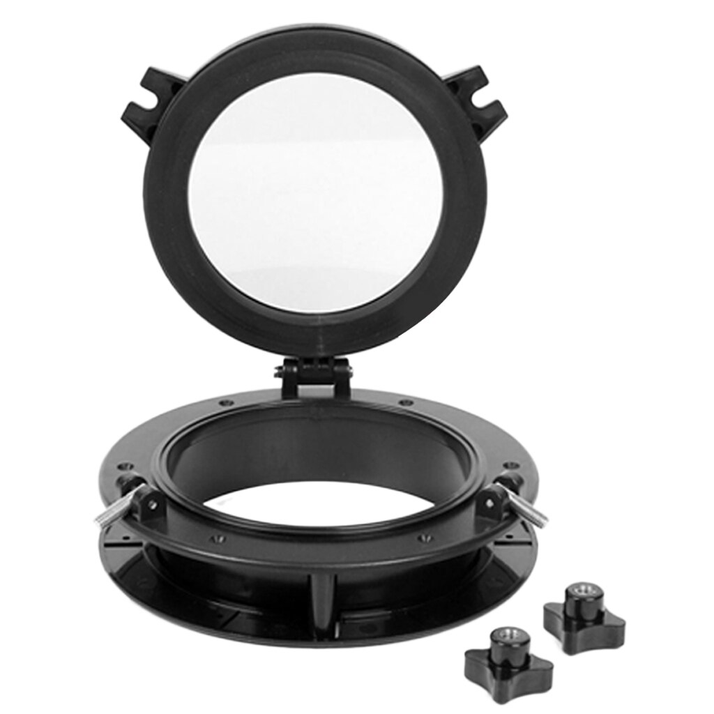 Stiefel Bullauge Runde Fenster w/ABS Kunststoff &Ampere; 4mm Gehärtetem Glas-8 Zoll/22 cm (schwarz)