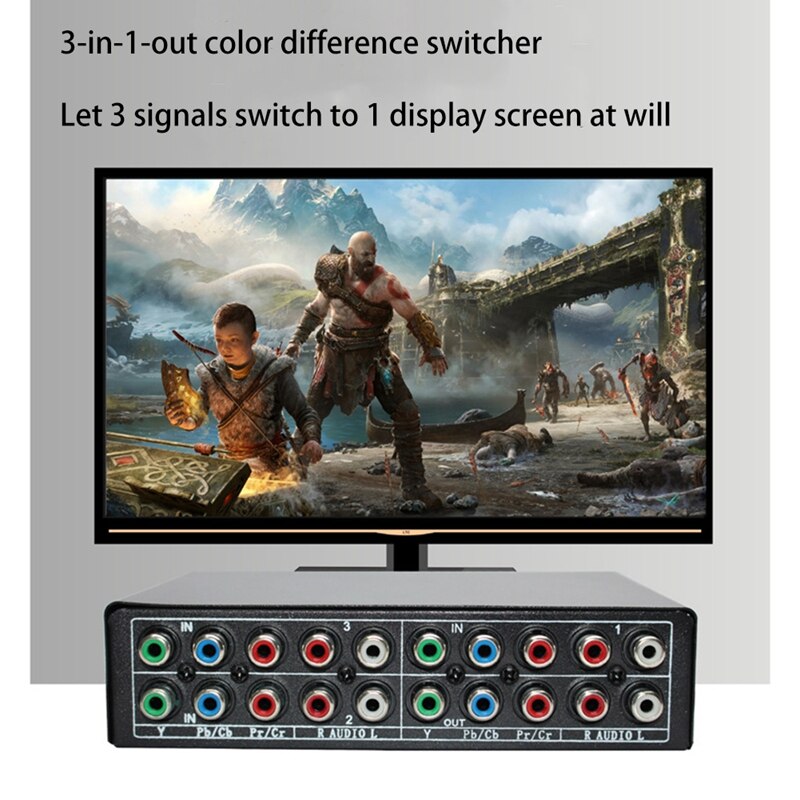 3-Way RGB Component AV Switch Video Audio Selector 3 in 1 Output Ypbpr Component RGB Switcher Box for TV 360 Wii DVD