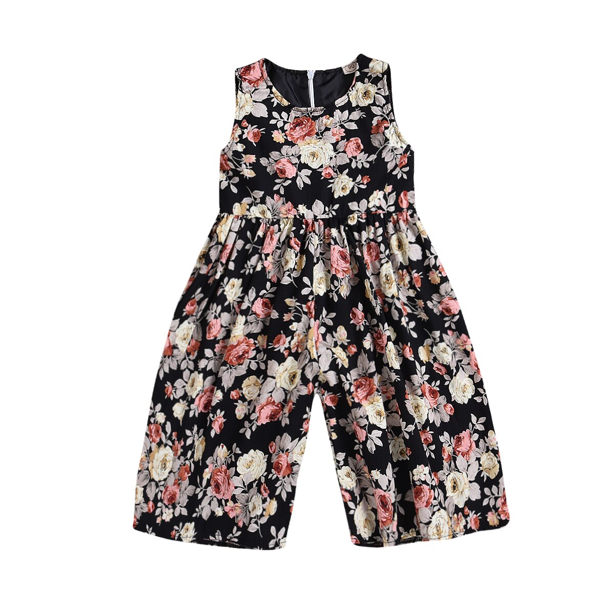 Verano , ropa para niños pequeños, Ropa para Niñas, mono Floral con cuello redondo sin mangas, mono holgado, mono de pierna ancha, atuendo: 3 años