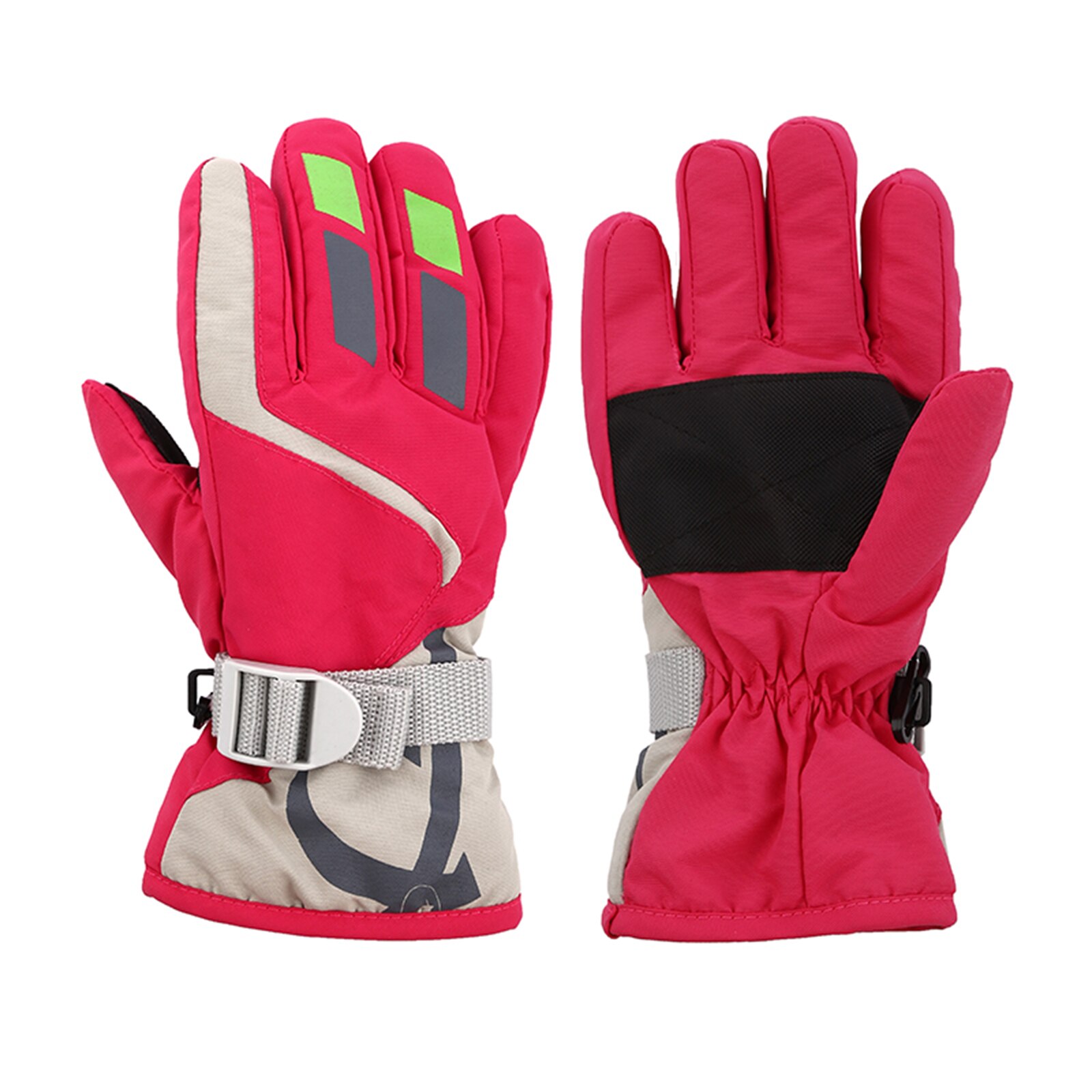 Kind Winter Warm Winddicht Sneeuw Snowboard Ski Sport Outdoor Fietsen Rijhandschoenen Handschoenen: Rose Red