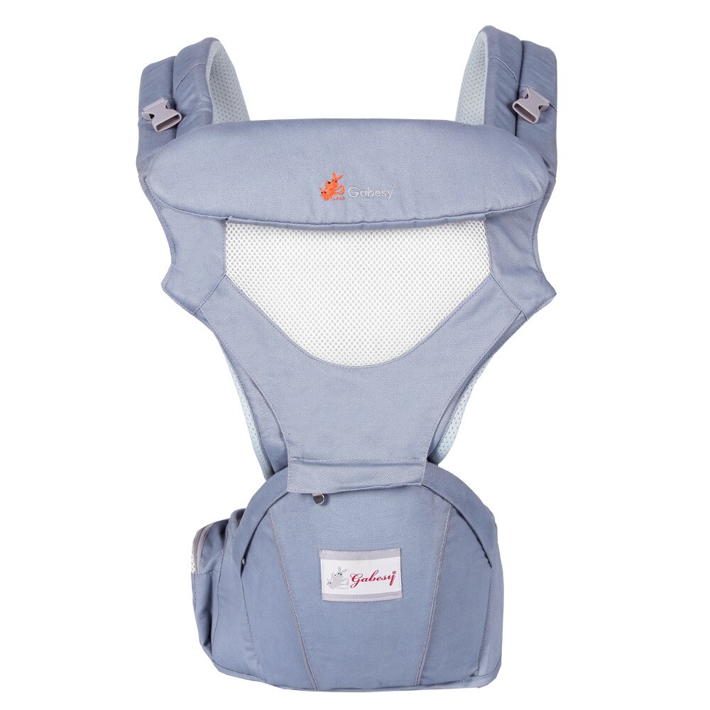 Ademende ergonomische draagzak, heupdrager, draagbare kangoeroe, babyrugzak voor het dragen van kinderen, draagdoek voor baby's: Grijs