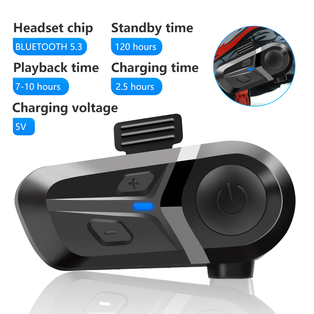 Wasserdichtes Motorradhelm-Headset, kabelloser Freisprechanruf, Telefon-Kopfhörer, Musik-Spieler für Moto-Helm BT 5.3