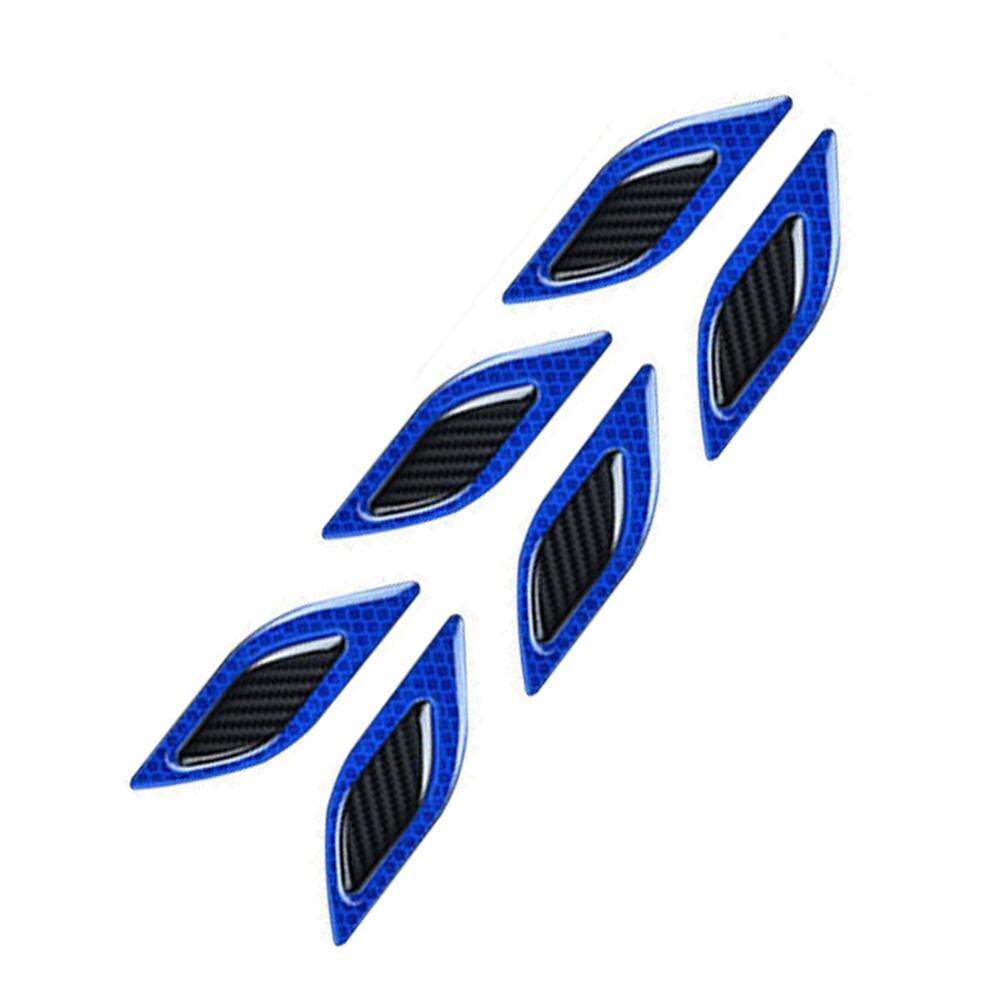 6Pcs Auto Reflecterende Strips Koolstofvezel Auto Sticker Truck Auto Motor Anti-Kras Veiligheidswaarschuwing Stickers: Blauw
