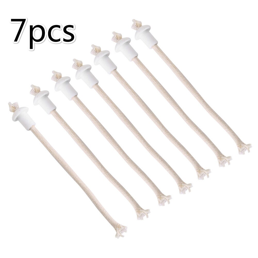7Pcs Olie Lamp Lont Houder Porselein Houders Torch Wijn Fles Olie Kaars Brander Kachel Katoenen Lont Lamp Fiber Glas kerosine Lont