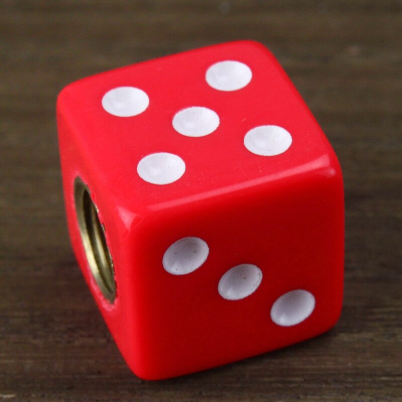 4 x Red Dice Tire air Valve Stem Caps Car Truck Bike ATV Wheel Rims