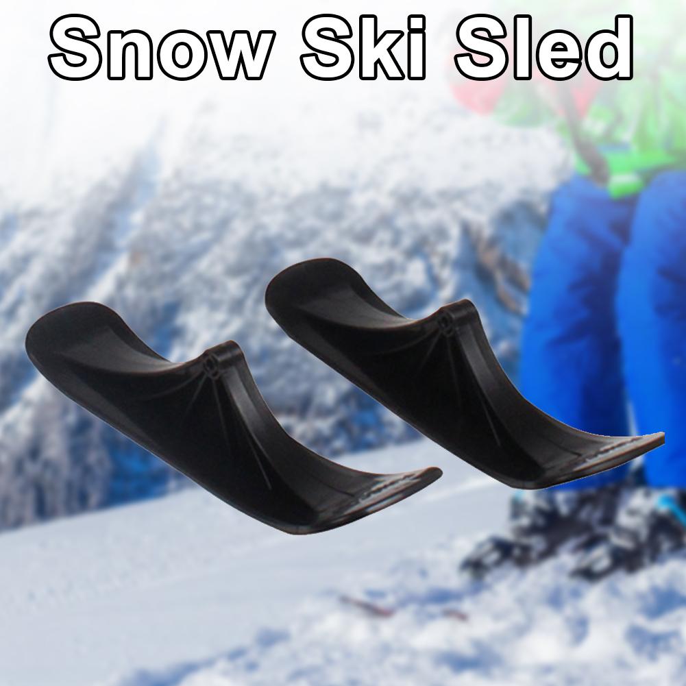 2PCS Universal Praktische Durable Ersatz Ski Bord 2 In 1 Mit Befestigung Schwarz Outdoor Roller Teile Winter Direkt Fit schlitten