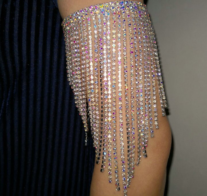 Pulseira de cristal strass, pulseira de braço ab colorido joias de corpo: SILver AB