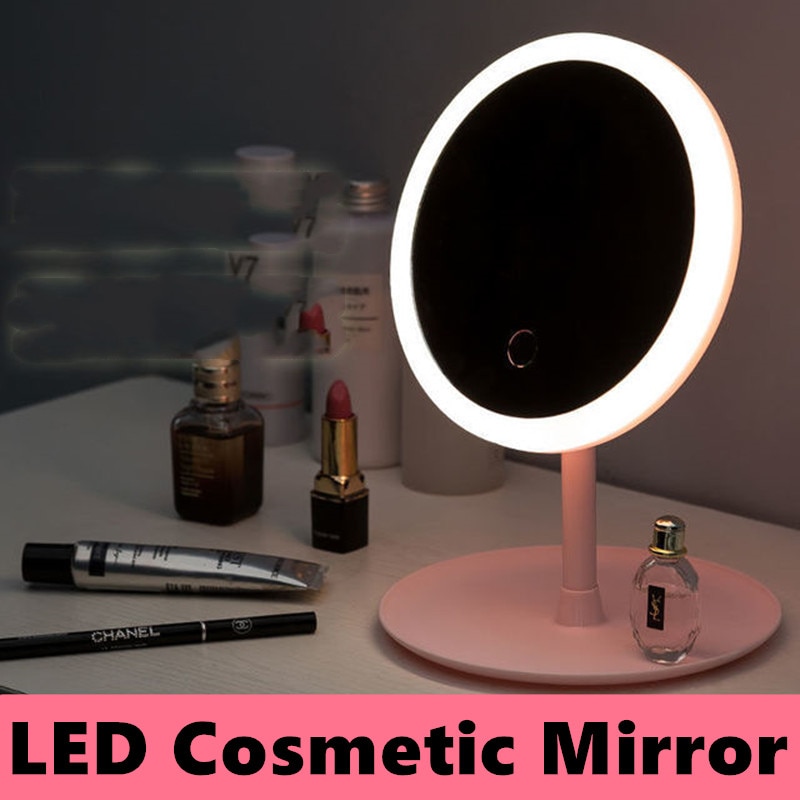 Led Light Makeup Mirror Storage LED Face Mirror Adjustable Touch Dimmer USB Led Vanity Mirror Table Desk Cosmetic Mirror