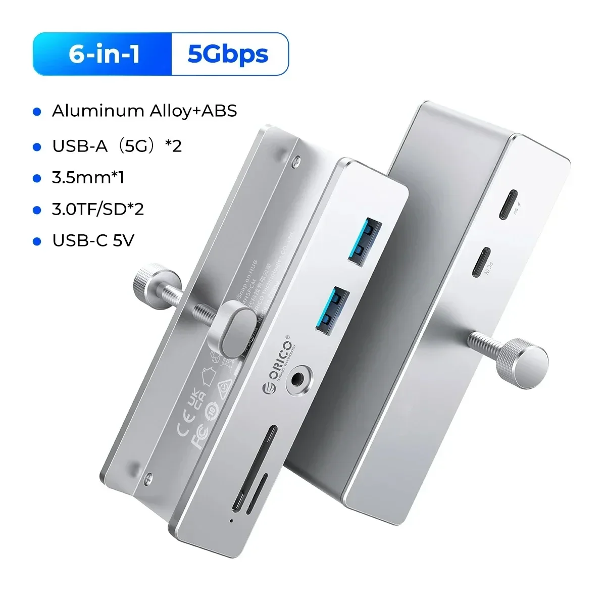 ORICO USB 3.0 Hub mit Netzteil USB3.0 Splitter Adapter Clip-Typ Multi Splitter Hochgeschwindigkeits-Datenübertragung für Laptop PC: Mischfarbe