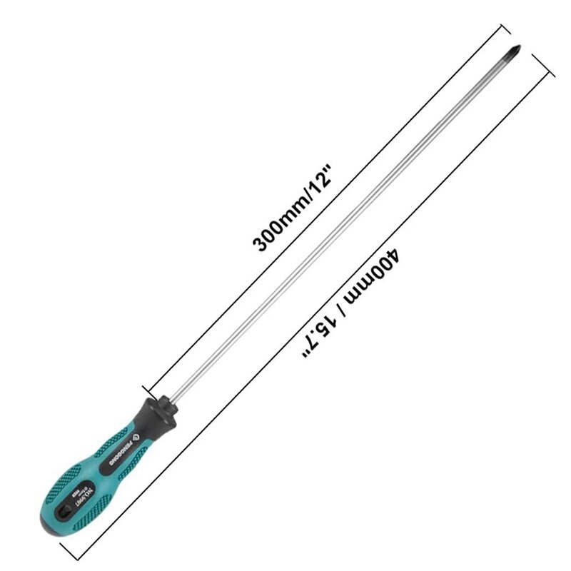-2 Packs 12 Inches Long Slotted and Phillips Screwdriver Flat Blade Screwdriver Magnetic Screwdriver with Rubber Handle