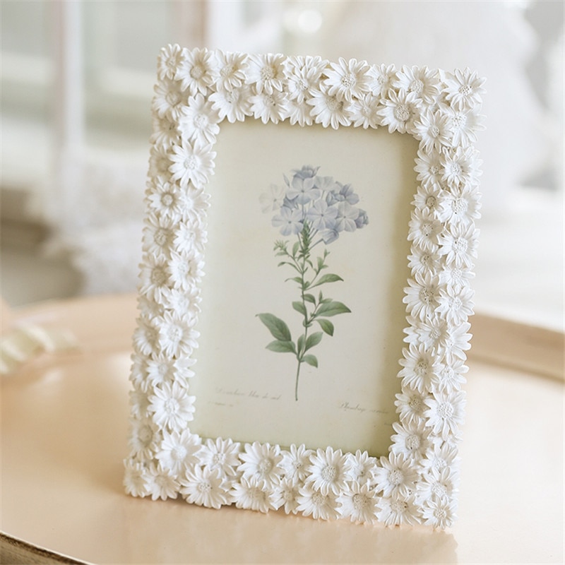 6 inch fotolijst romantische witte bloemen europese stijl ornamenten madeliefje fotolijsten woonaccessoires