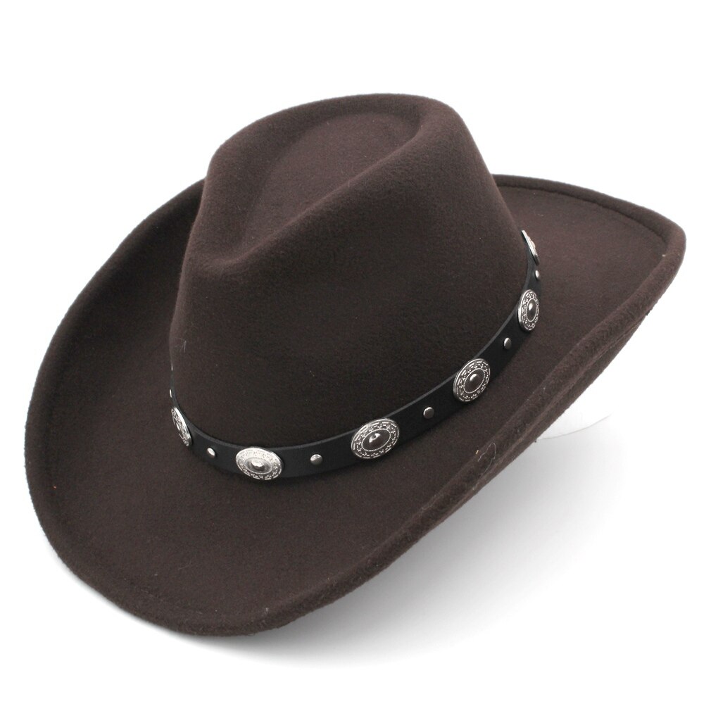 Mistdawn Men Women Western Cowboy Derby Hat Sombrero Godfather Cap Outdoor Wide Brim Jazz Top With Leather Band: coffee