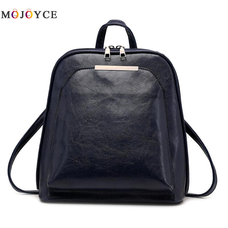 Vintage Oil Wax Leather Backpack Women Travel Satchel Casual Shoulder School Bagpack Female Back packVintage Oil Wax Leather