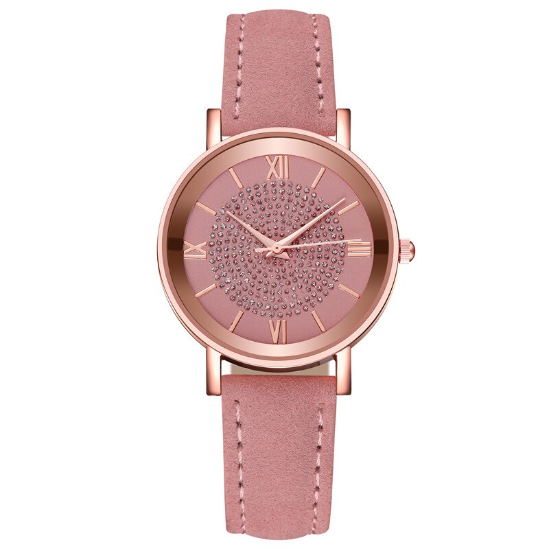Style Starry Sky Dial Watches for Women Roman Scale Rhinestone Leather Ladies Quartz Watch Female Wrist Watch