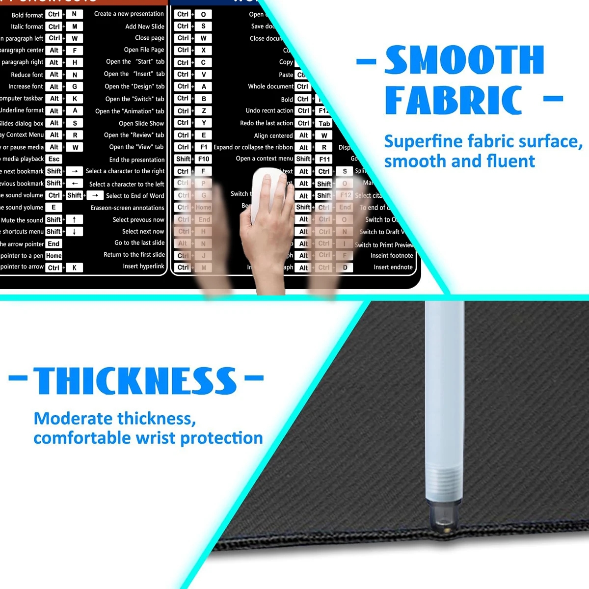 Python Shortcut Key Mouse Pad Large Anti-Slip Rubber Gaming MousePad Durable Desk Pad Thick Seam Edge Suitable For Office Gaming