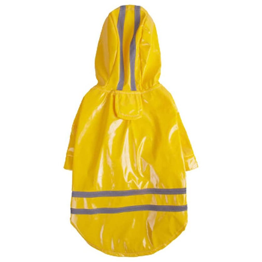 Pu Reflective Strip Pet Raincoat Outdoor Pet Rain Proof Dog Hooded Waterproof Coat Cat And Dog Clothing: Yellow / L
