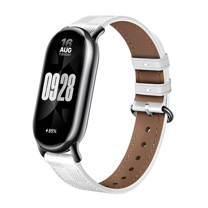 Originalarmband für Xiaomi Mi Band 8 Armbinde Leder Ersatzarmband Miband 8 NFC Nylon Pulseira Mi Band 8 9 Band: Schwarz Weiß