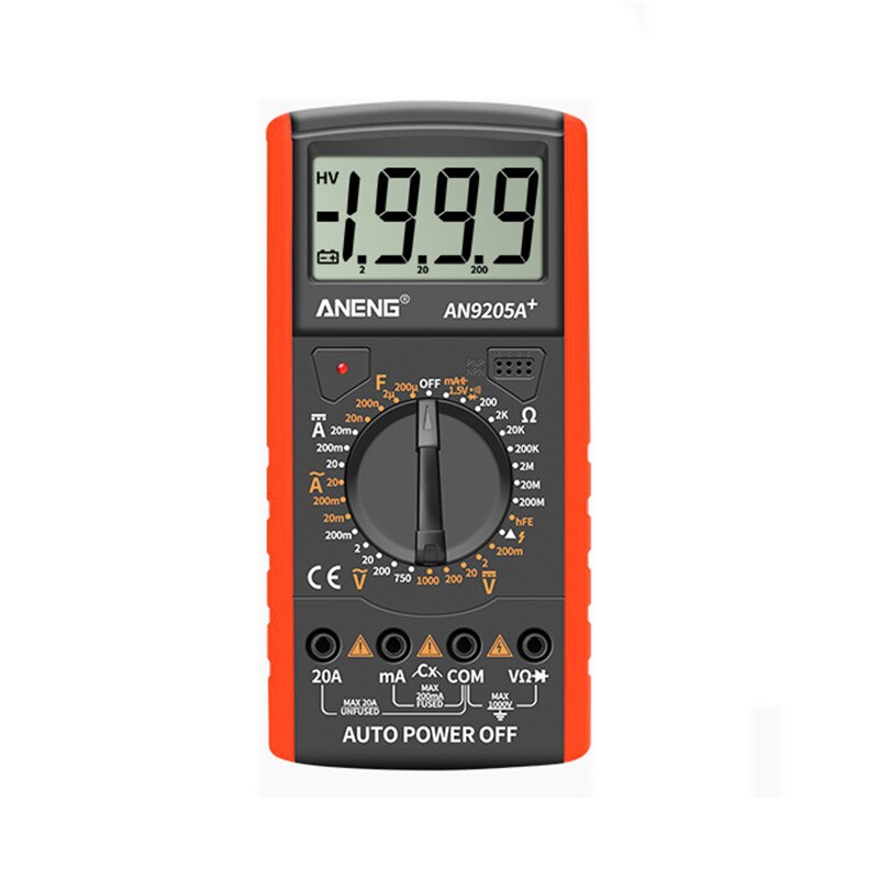 DT9205A + Digitale Multimeter Ac/Dc Profesional Transistor Tester Elektrische Esr Ncv Test Meter Analoge Auto Range Multimetro: red