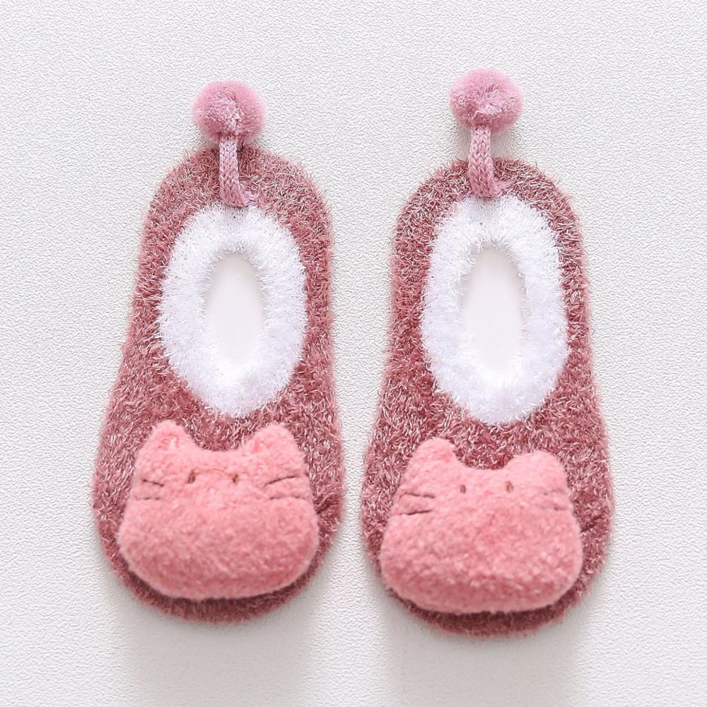 Calcetines de suelo con patrón de Animal suave de dibujos animados de bebé bonito de: Rosa / 24 meses