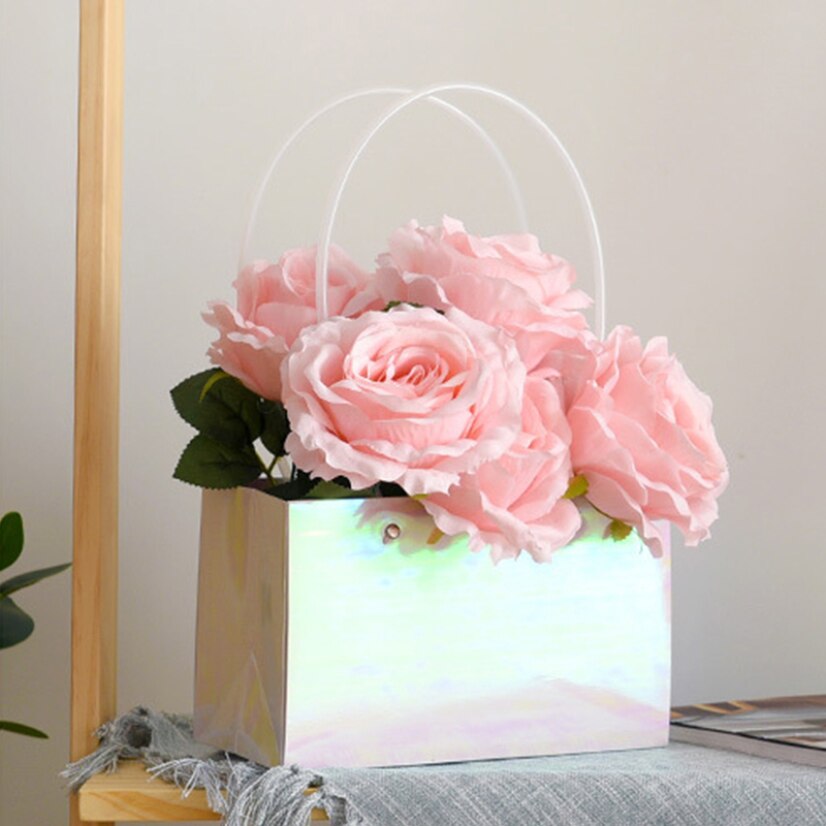 Colorful Box Flower Packaging Bags Handbag Flower Box for Women Wedding Groomsmen Box Kraft Candy Business Supplies