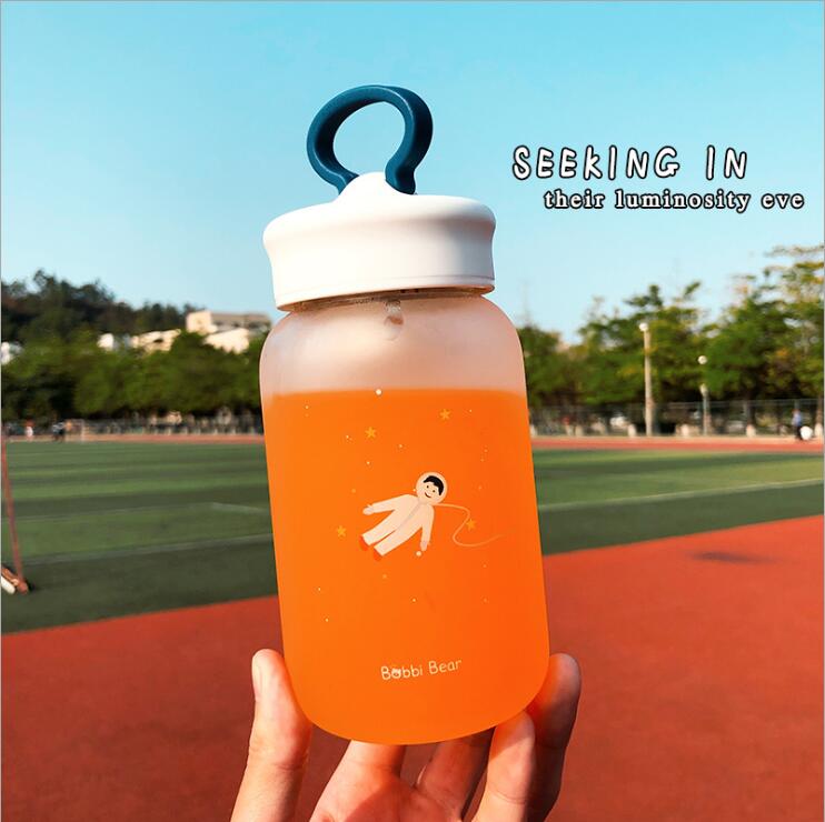 ZOUNICH Wasser Flasche Sport Protein Shaker Glas Flasche eins Nette Universum Ich bin Freien Reise Tragbare Dicht Trinken Flasche 450ml: Blau