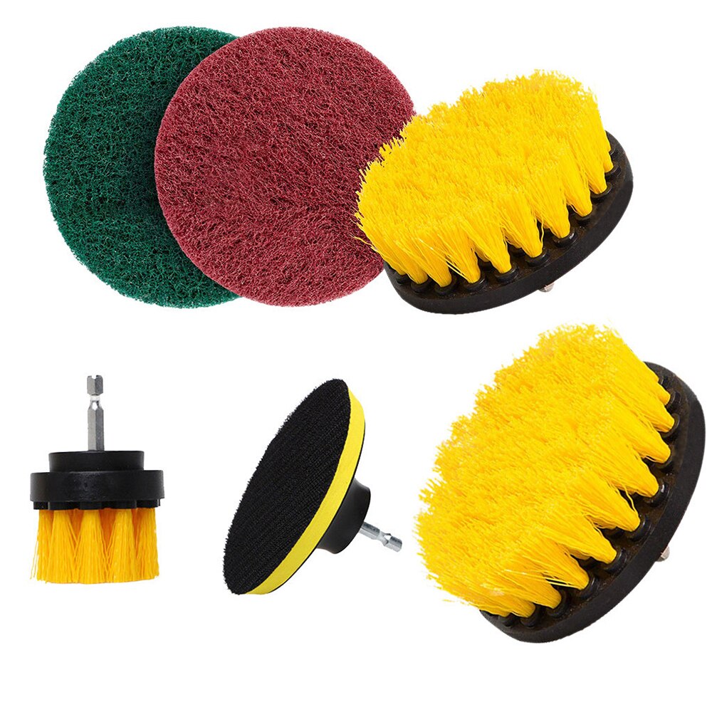 6Pcs Drill Brush Attachment Set Power Scrubber Brush Bathroom Cleaning Kit with Extender Multipurpose Clean for Kitchen Grout