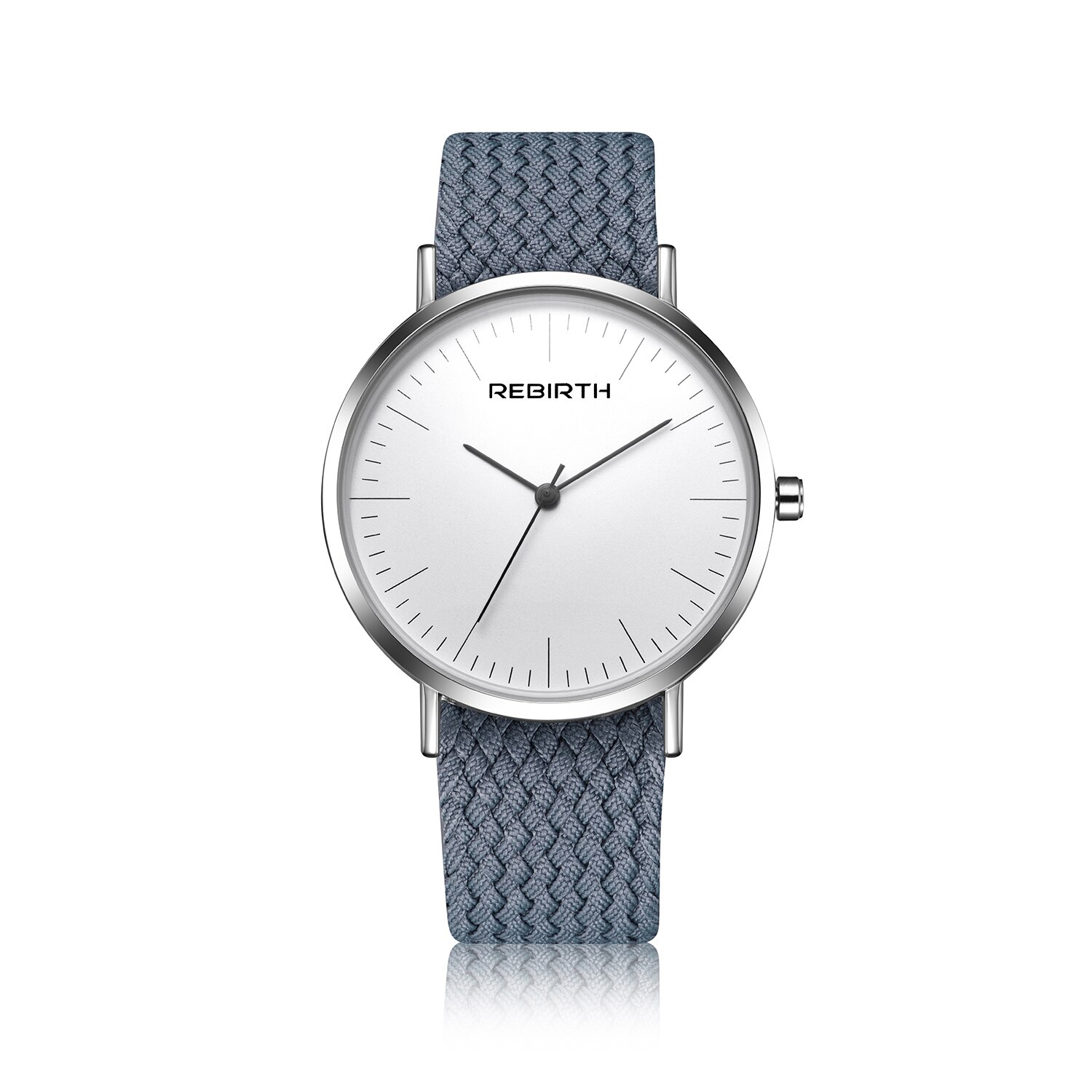 nuevos relojes de REBIRTH para mujer, hombres, superior, relojes de pulsera Unisex de Nylon, relojes deportivos de cuarzo, reloj masculino: Light gray