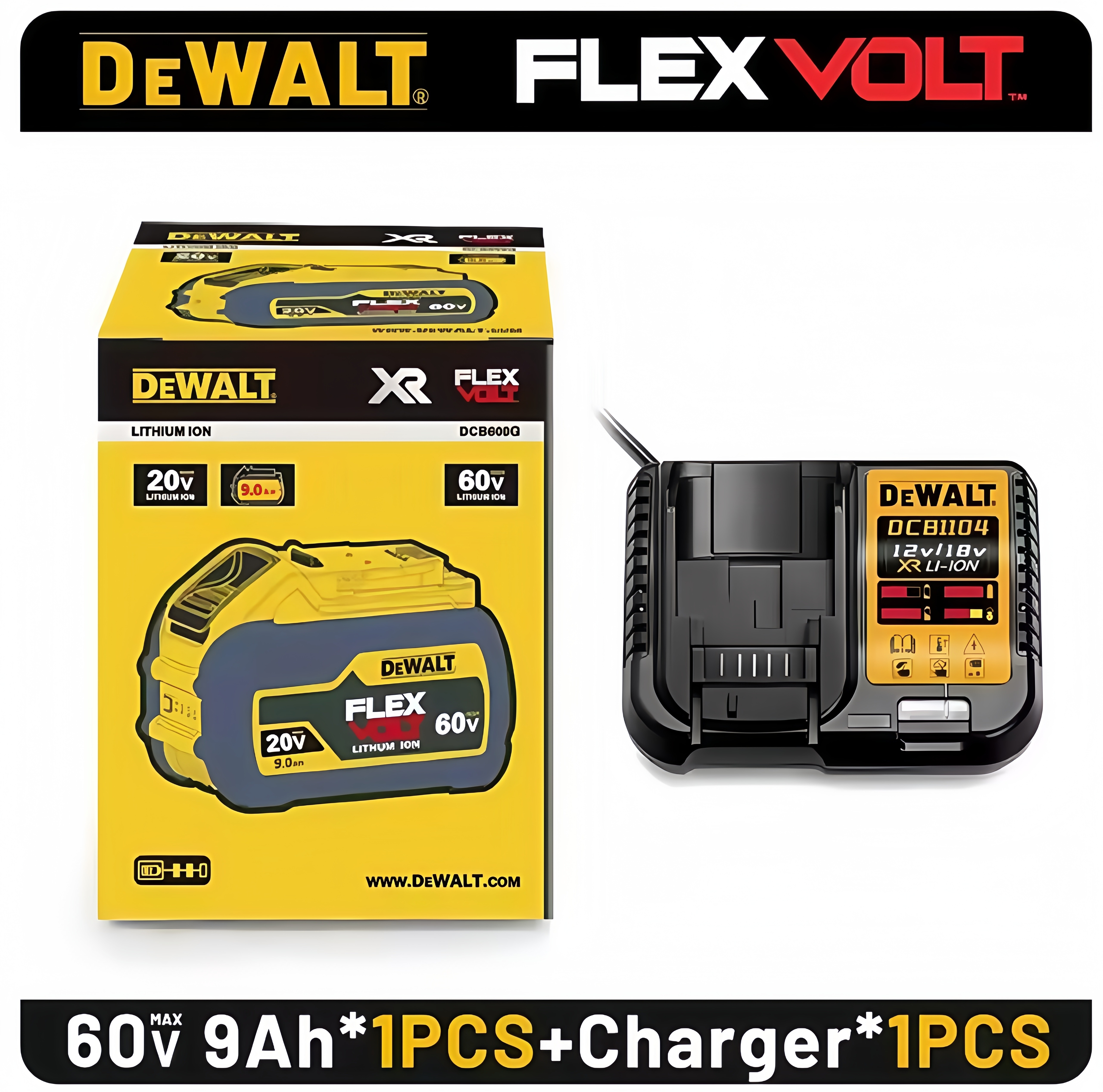 Dewalt original 18v, 6.0ah,  dcb 115,  dcb 118 batterioplader, hurtigopladning, litiumbatteri, værktøjsbatteri, original dewalt