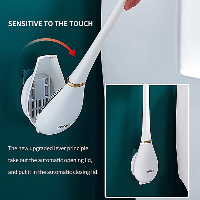 Siliconen Toiletborstel Muur Gemonteerde Automatische Reiniging Tool Wc Kloof Borstel Opknoping Flexibele Haren Borstel Badkamer Accessoires