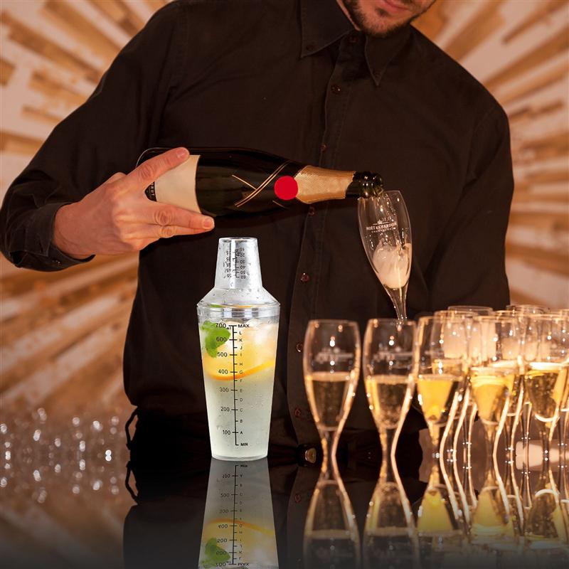 1 Transparent PC Cocktail Shaker Milk Tea Making Cup Bar Drinks Hand Shaker Cocktail Milk Tea Mixing Cup With Scale 700ML/500ML