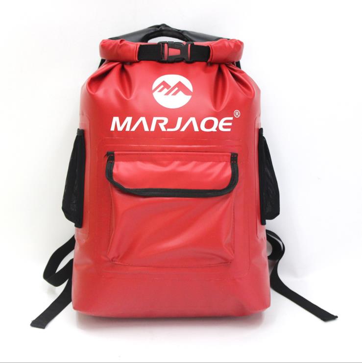 7 farver 22l stor kapacitet vandtæt taske udendørs sport svømning rygsæk bærbar sammenfoldelig camping tør taske mænd kvinder: Rød