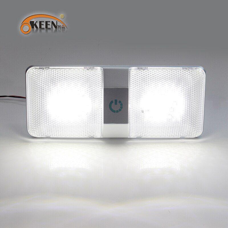 OKEEN 12v voiture LED plafonnier rectangulaire lampe dôme interrupteur tactile blanc intérieur toit spot Marine/Yacht RV caravane lampe de lecture