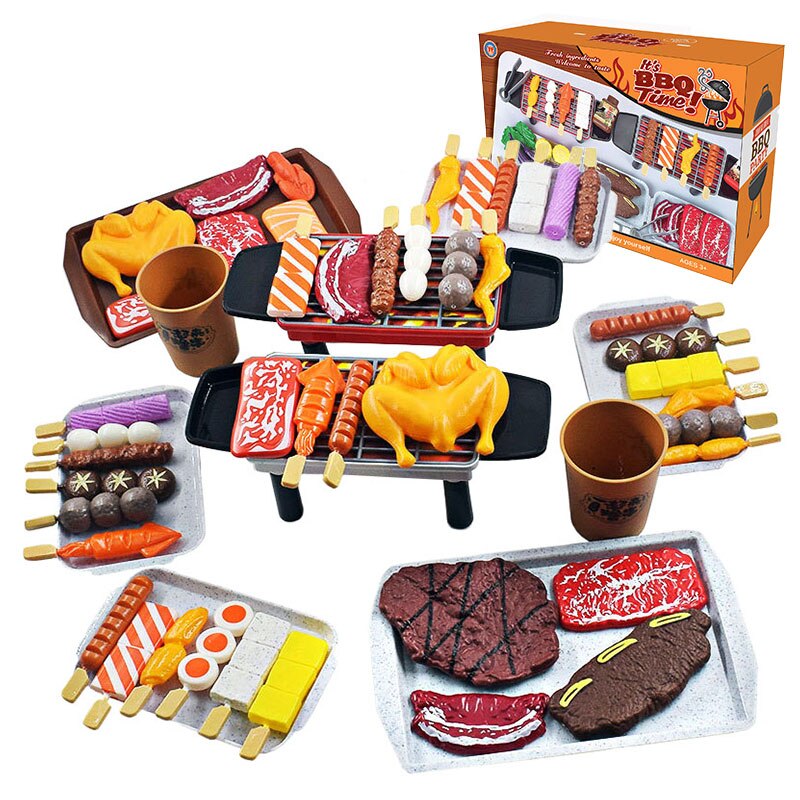 Kinderen Keuken Simulatie Voedsel Speelgoed Pretend Bbq Set Speelhuis Koken Games Barbecue Grill Vlees Spiesjes Pretend Keuken Speelgoed