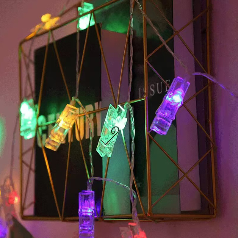 Guirnaldas de luces con Clip para fotos, guirnalda de luces Led Multicolor con batería, iluminación navideña para boda, decoración de pared para habitación de boda