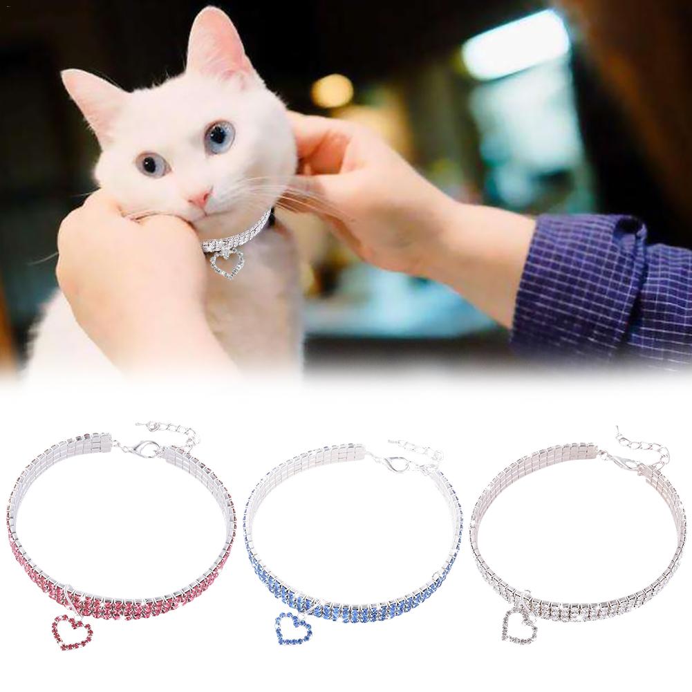 Halskjede til liten hund jente wakeu rhinestone bling krage med bein anheng katt krage